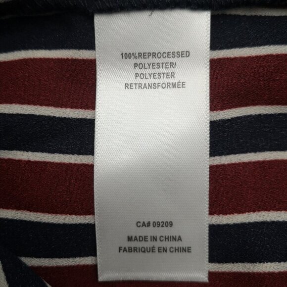 NWT Cleo Ladies Size Large Navy Burgundy Cream Striped Loose Fit Blouse - Picture 6 of 10